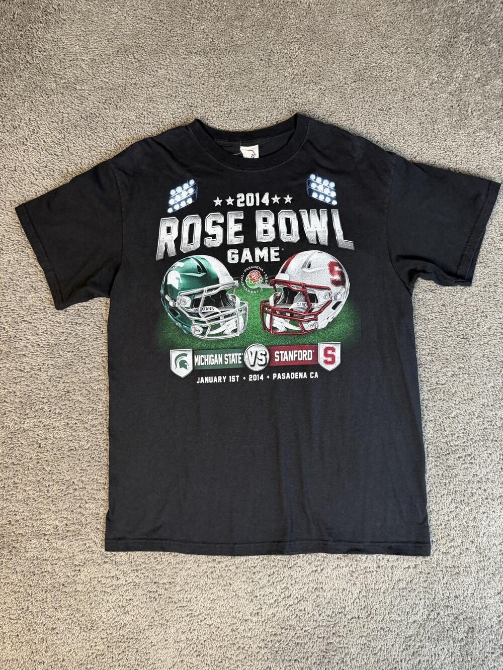 Michigan State Shirt Mens L Black Rose Bowl 2014 Vs Stanford Delta Magnum Weight